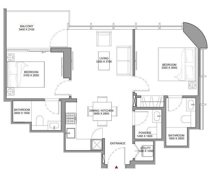 Floor plan — 2 BR
