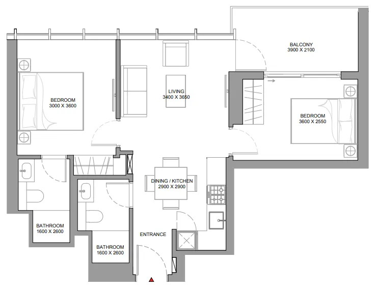 Floor plan — 2 BR