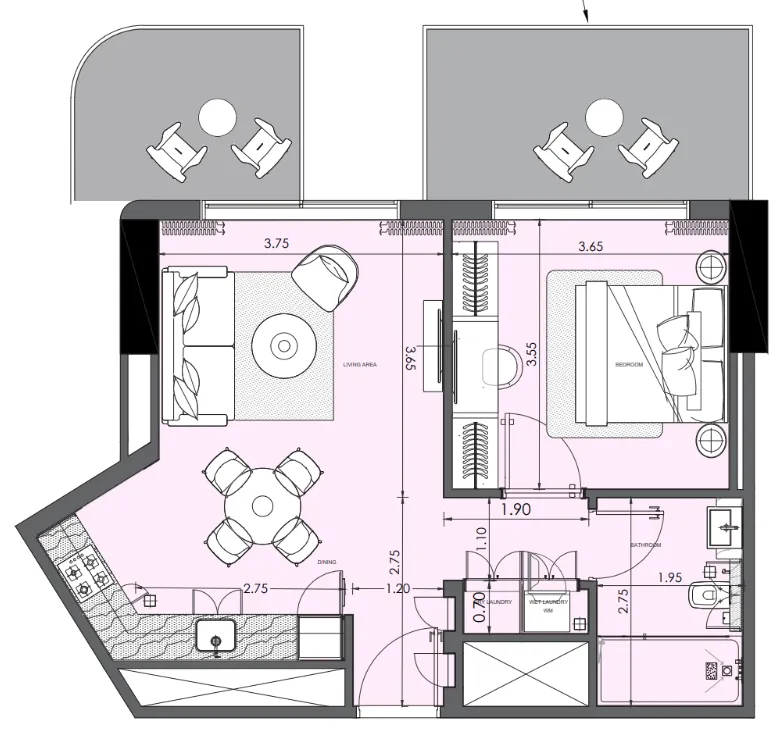 Floor plan — 1 BR