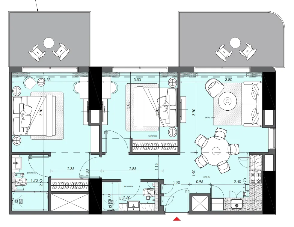 Floor plan — 2 BR