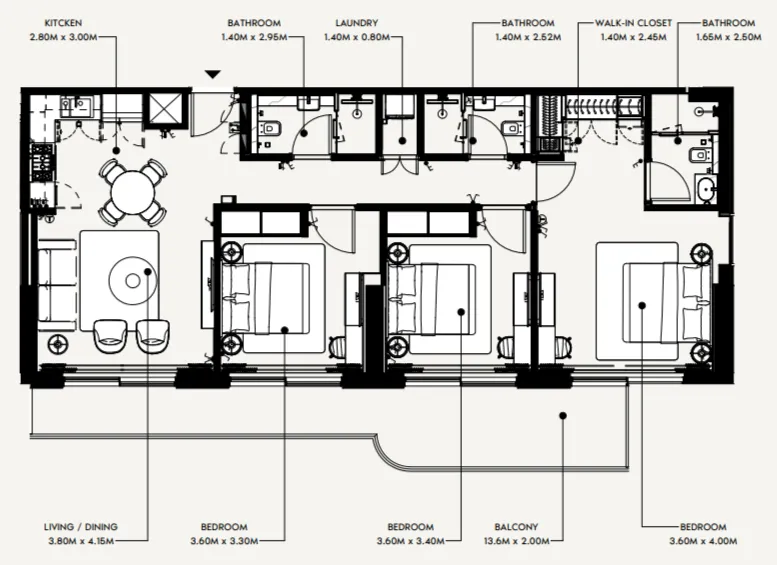 Floor plan — 3 BR