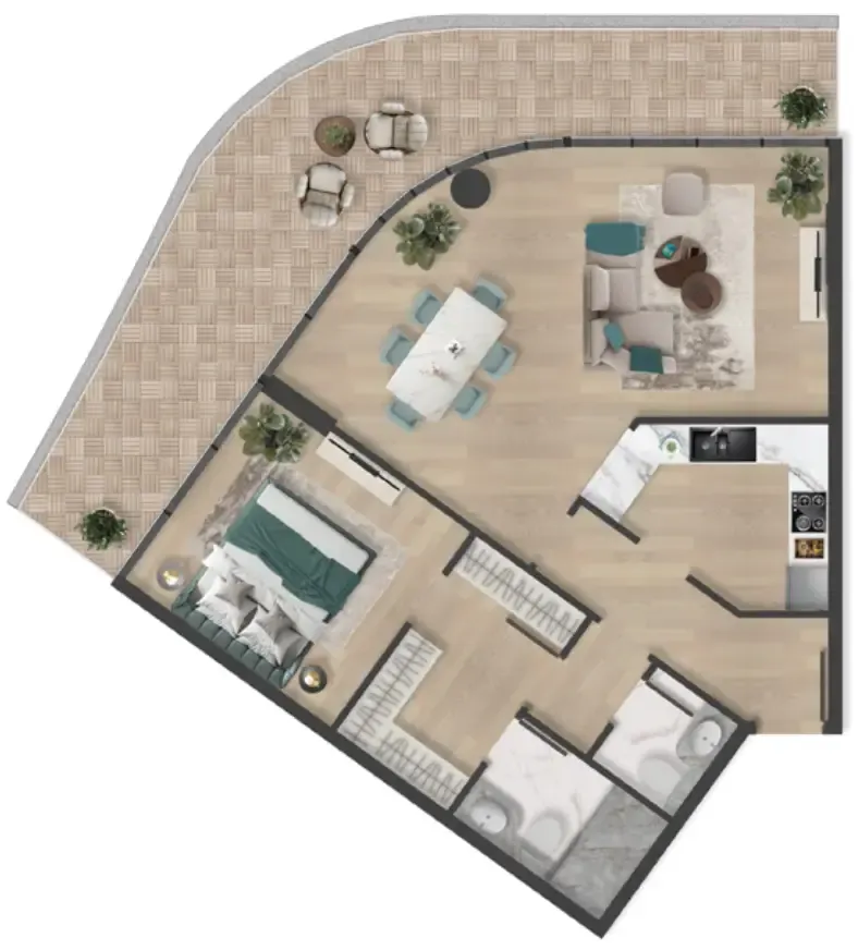 Floor plan — 1 BR