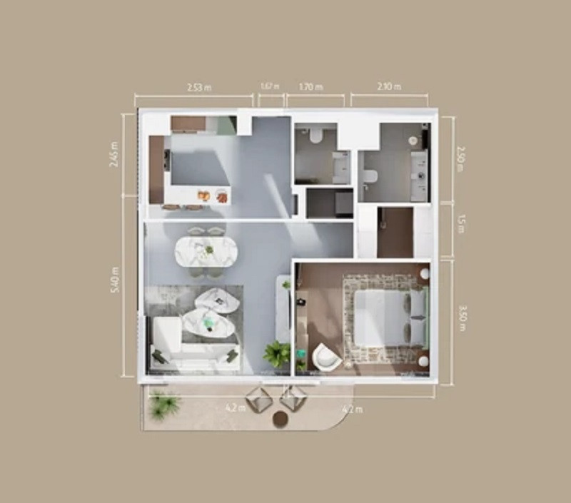 Floor plan — 1 BR