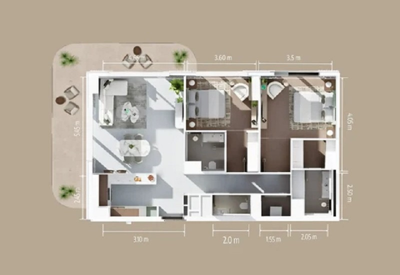 Floor plan — 2 BR