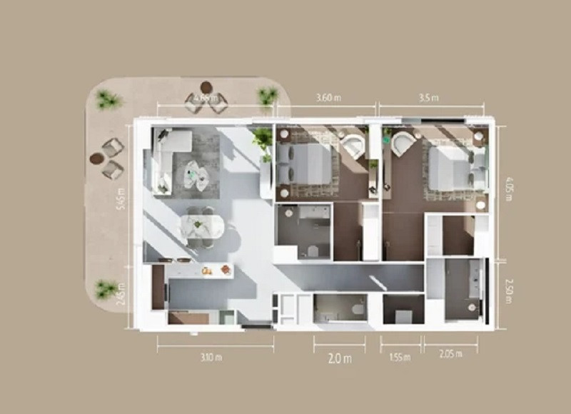Floor plan — 2 BR