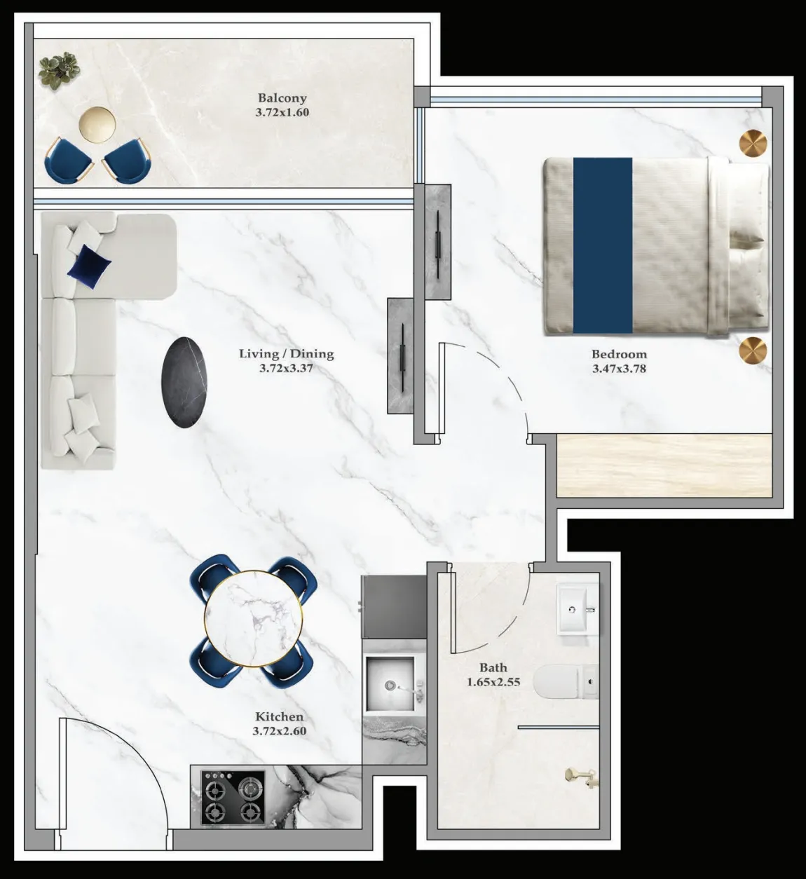 Floor plan — 1 BR