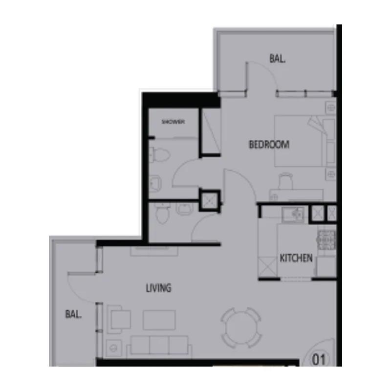 Floor plan — 1 BR