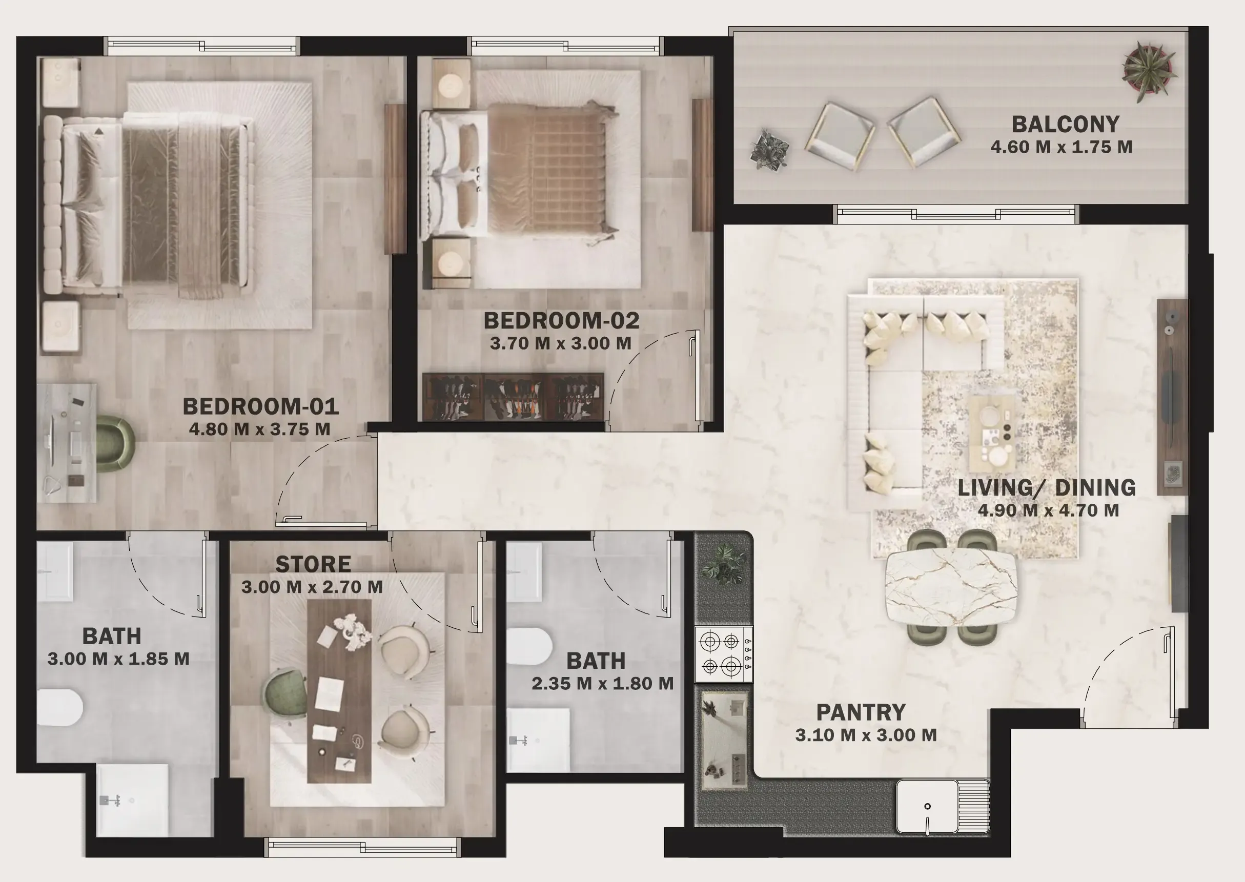 Floor plan — 2 BR