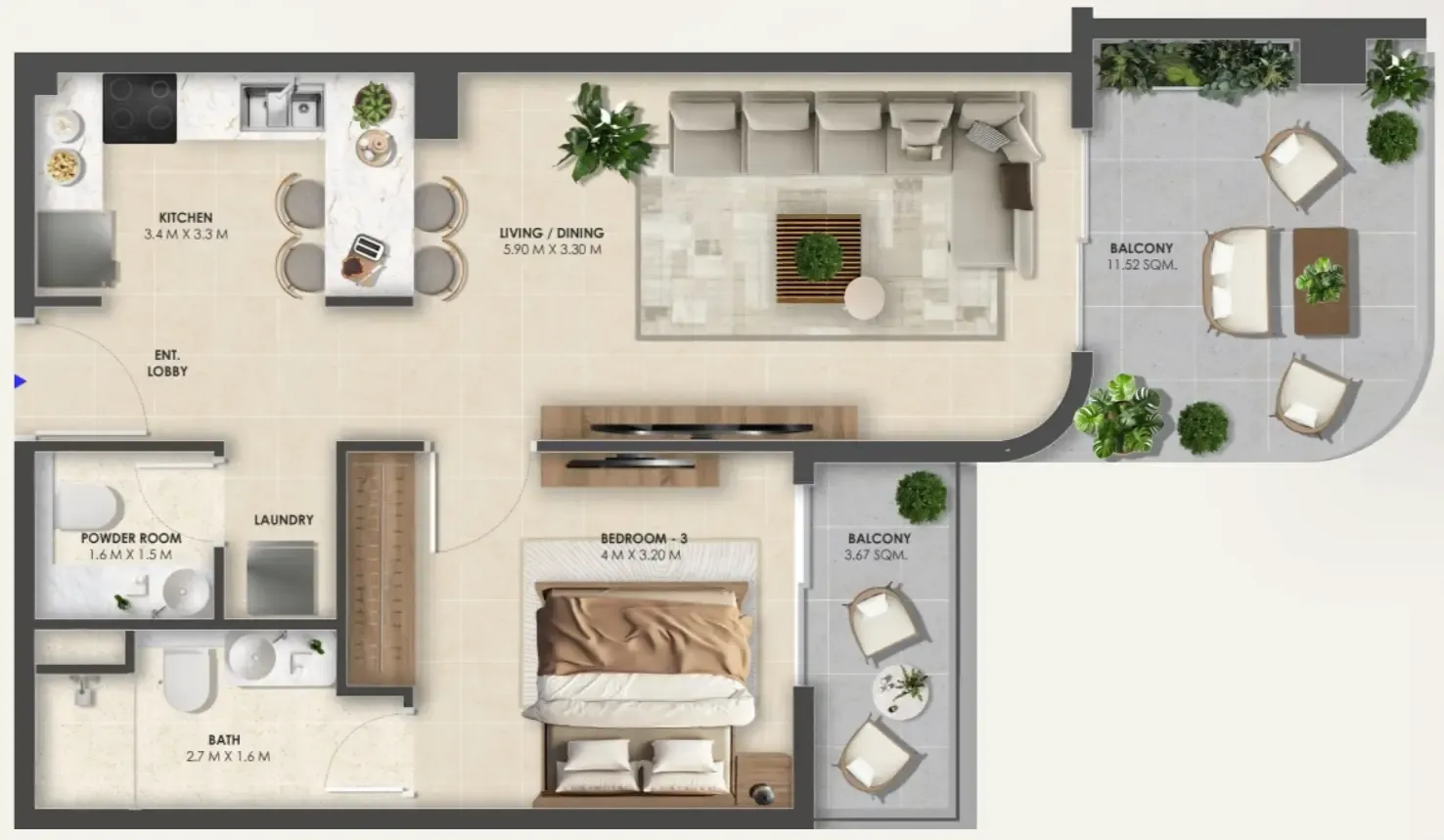 Floor plan — 1 BR