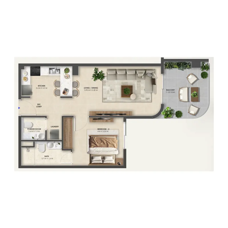 Floor plan — 1 BR
