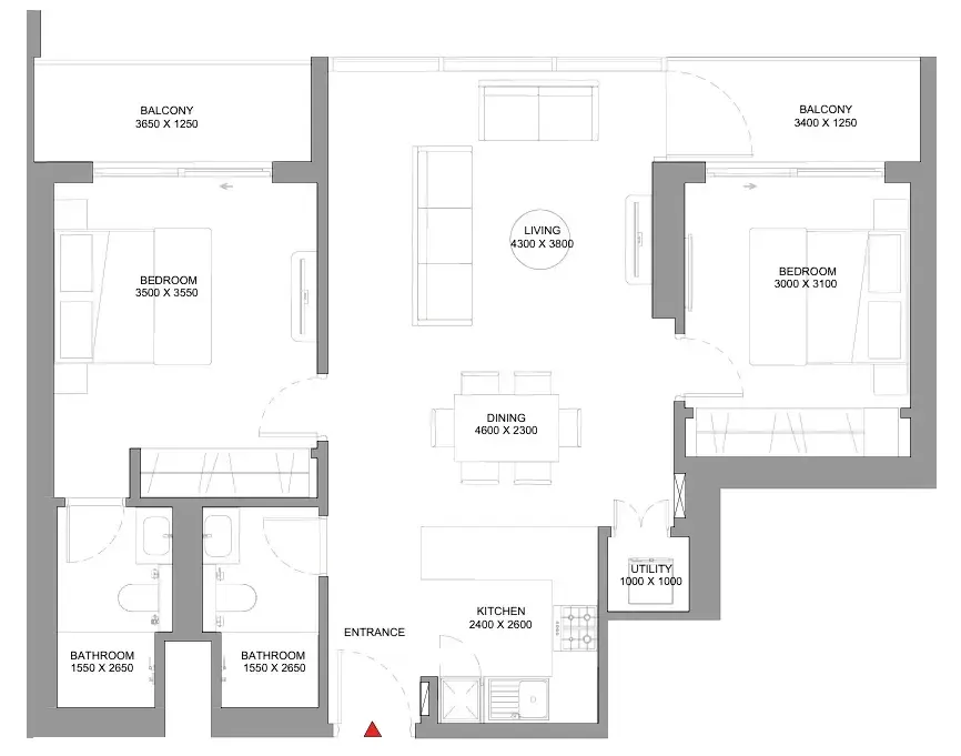 Floor plan — 2 BR
