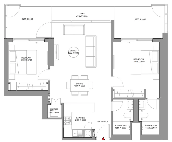 Floor plan — 2 BR
