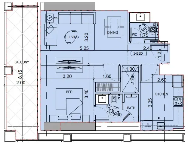 Floor plan — 1 BR