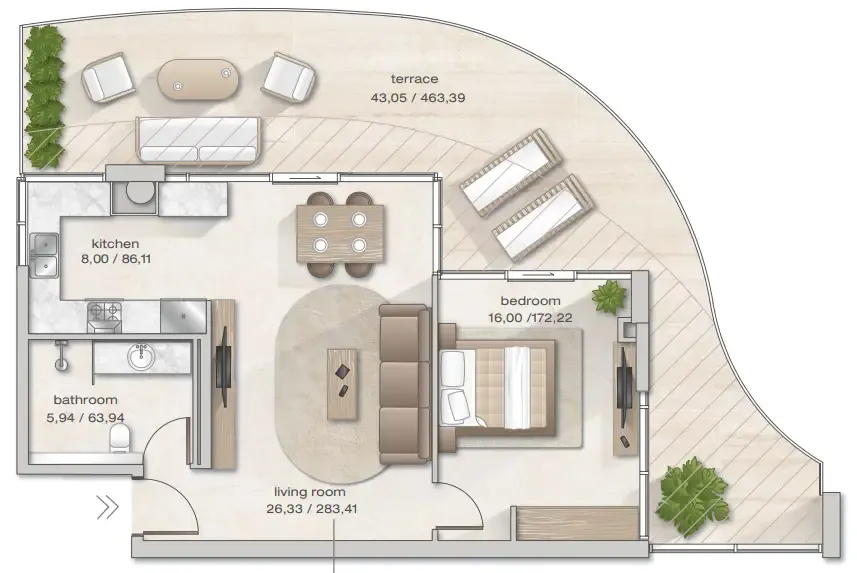Floor plan — 1 BR