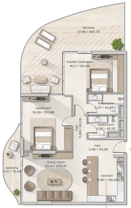 Floor plan — 2 BR