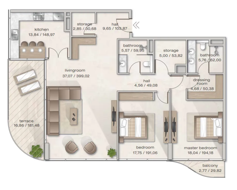 Floor plan — 2 BR