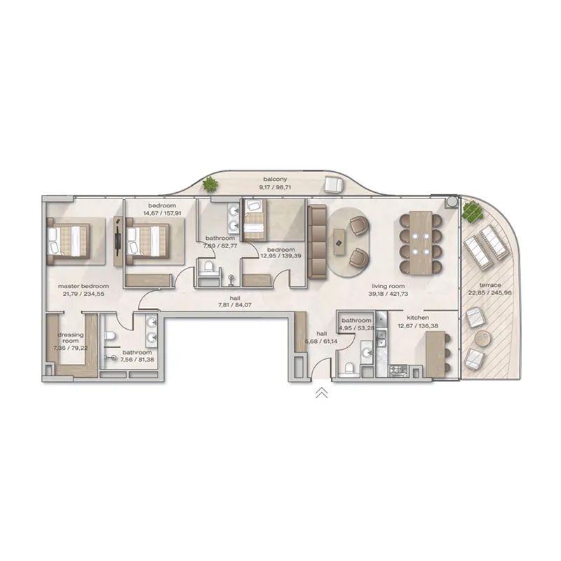 Floor plan — 3 BR