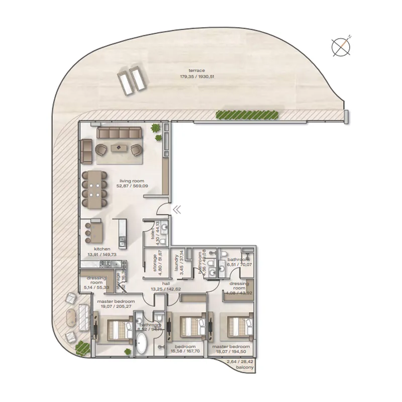 Floor plan — 3 BR