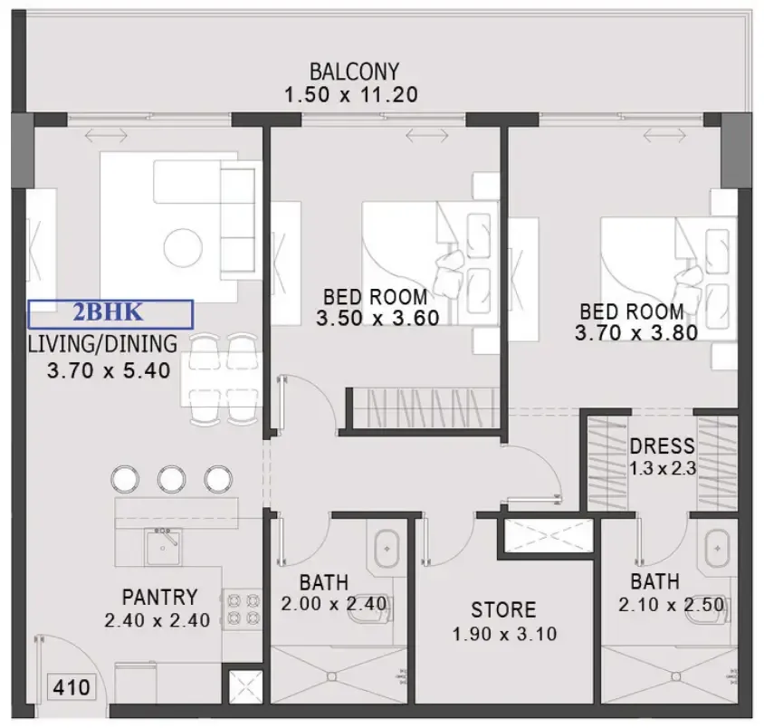 Floor plan — 2 BR