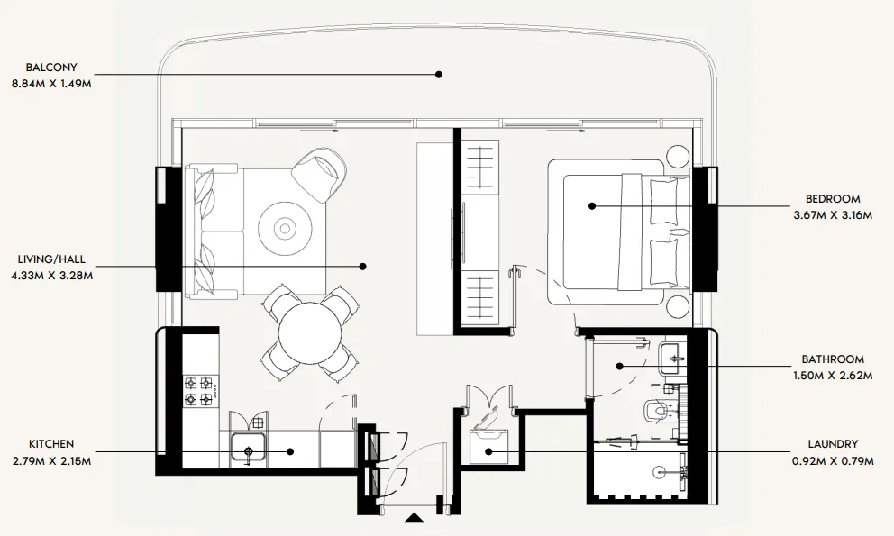 Floor plan — 1 BR
