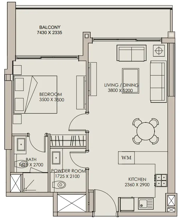 Floor plan — 1 BR