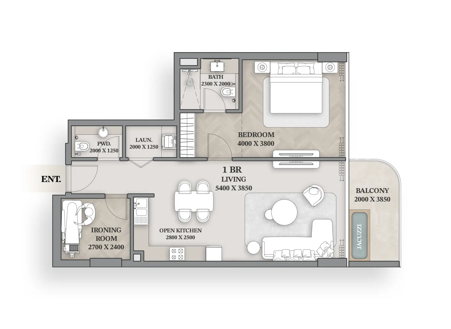 Floor plan — 1.5 BR