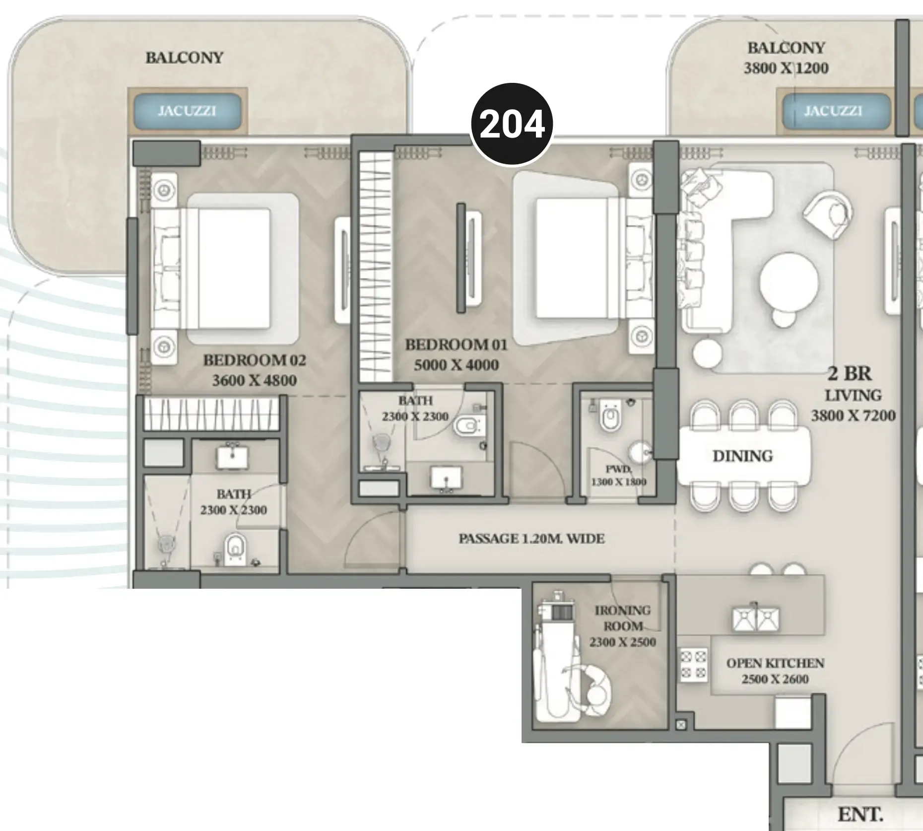 Floor plan — 2.5 BR