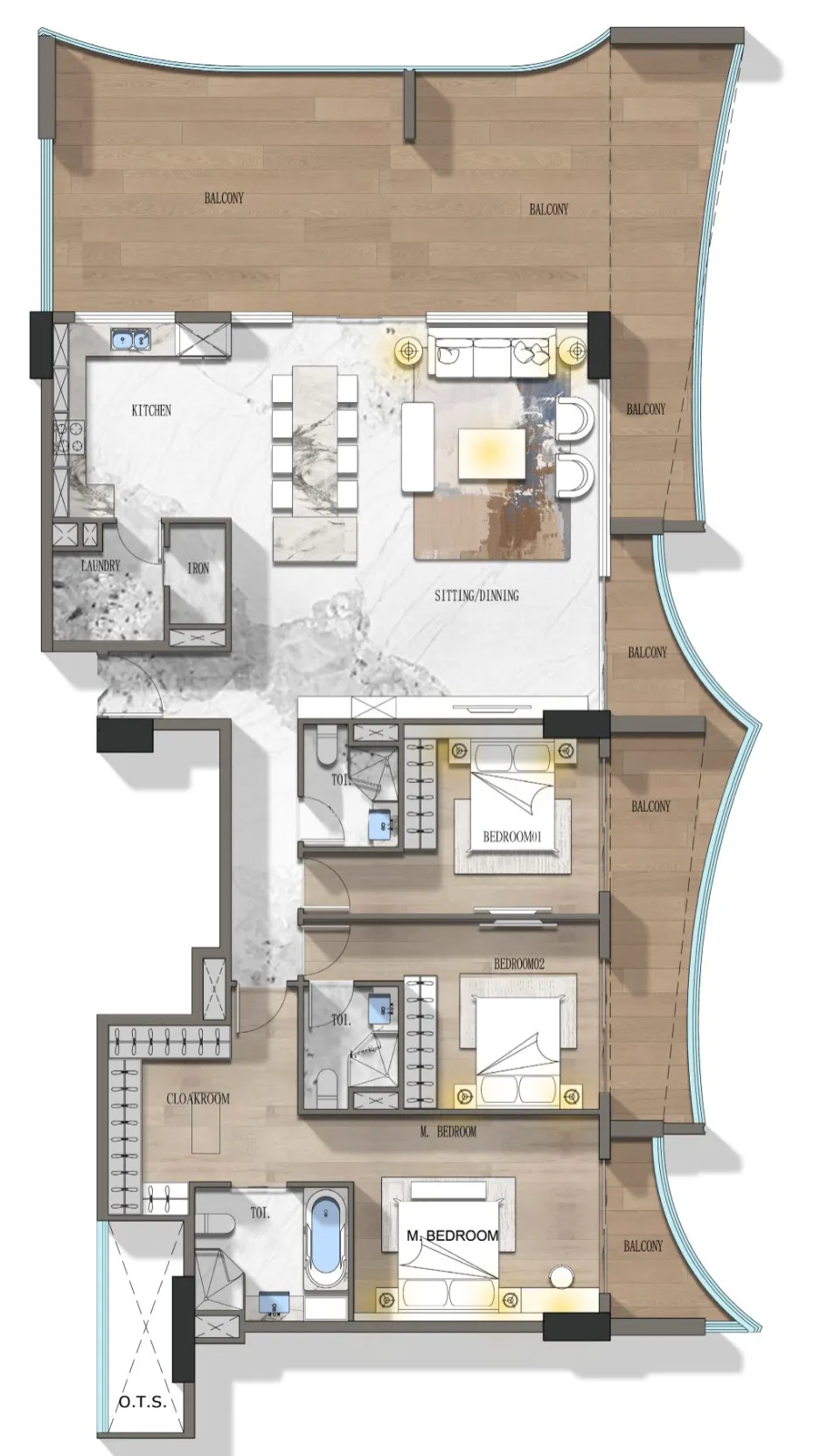 Floor plan — 3 BR