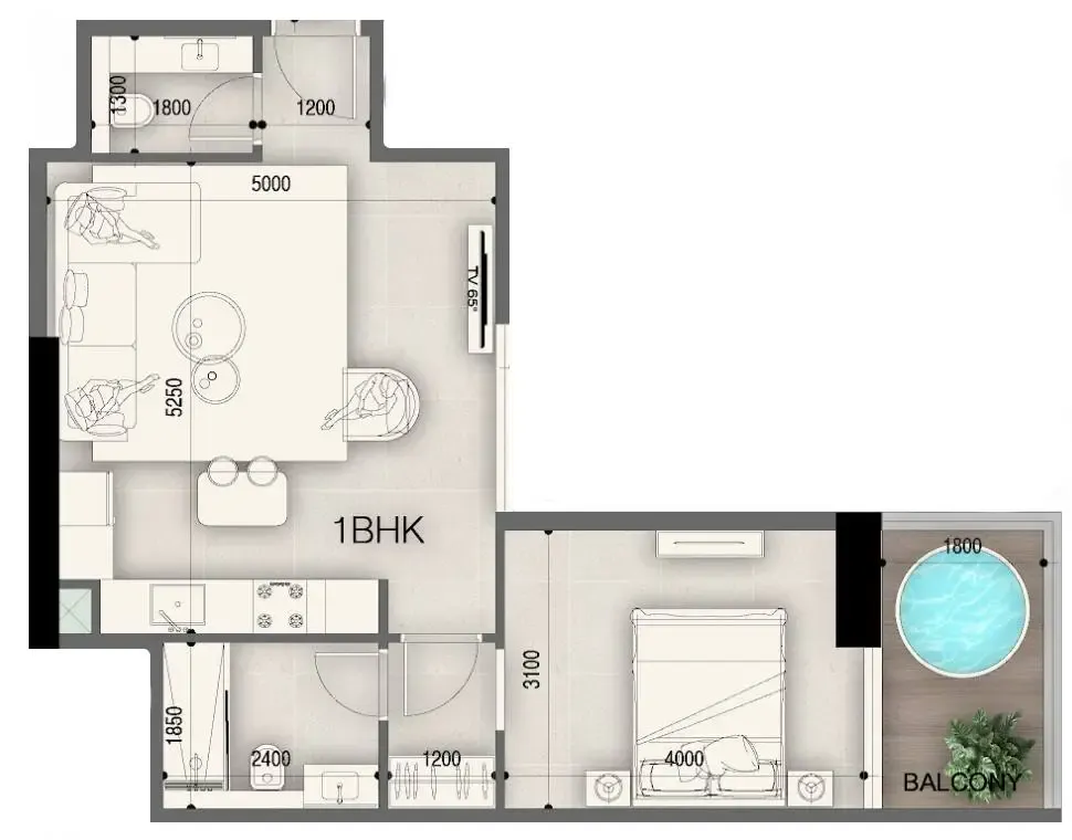 Floor plan — 1 BR