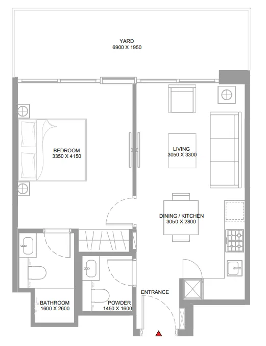 Floor plan — 1 BR