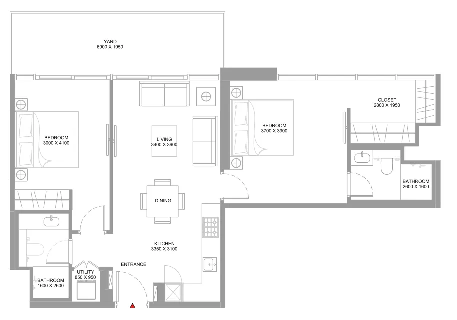 Floor plan — 2 BR