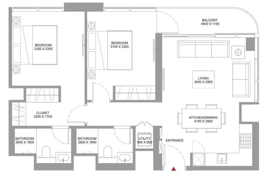 Floor plan — 2 BR