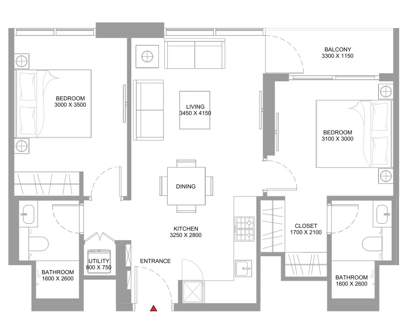 Floor plan — 2 BR