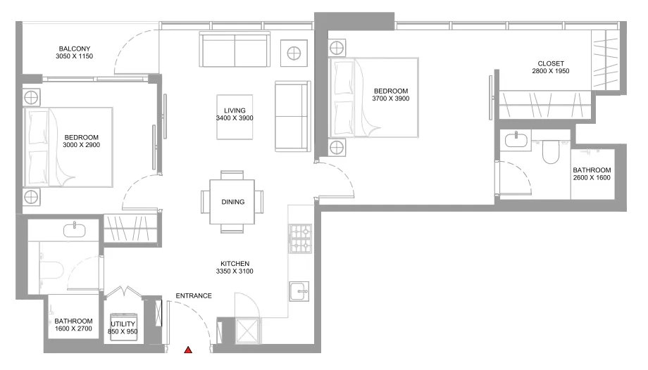 Floor plan — 2 BR