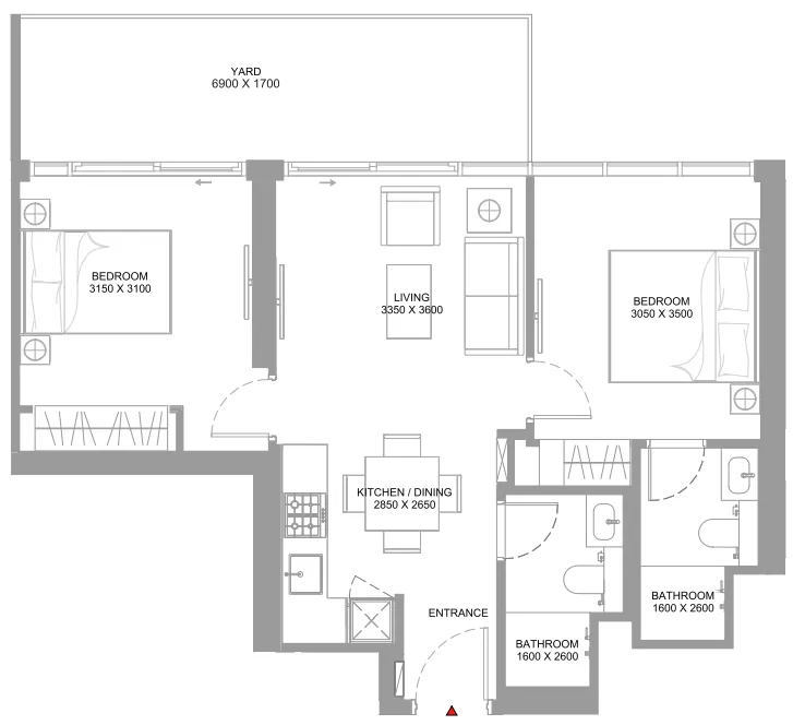 Floor plan — 2 BR