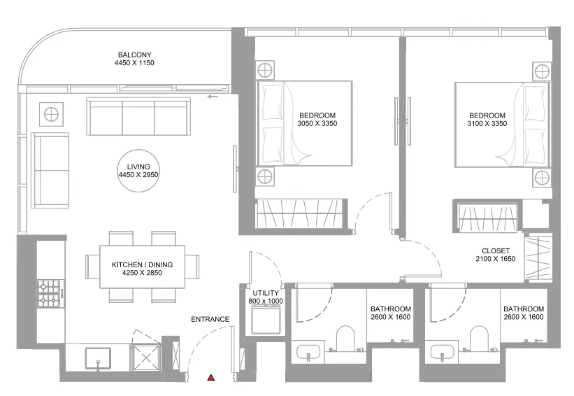 Floor plan — 2 BR