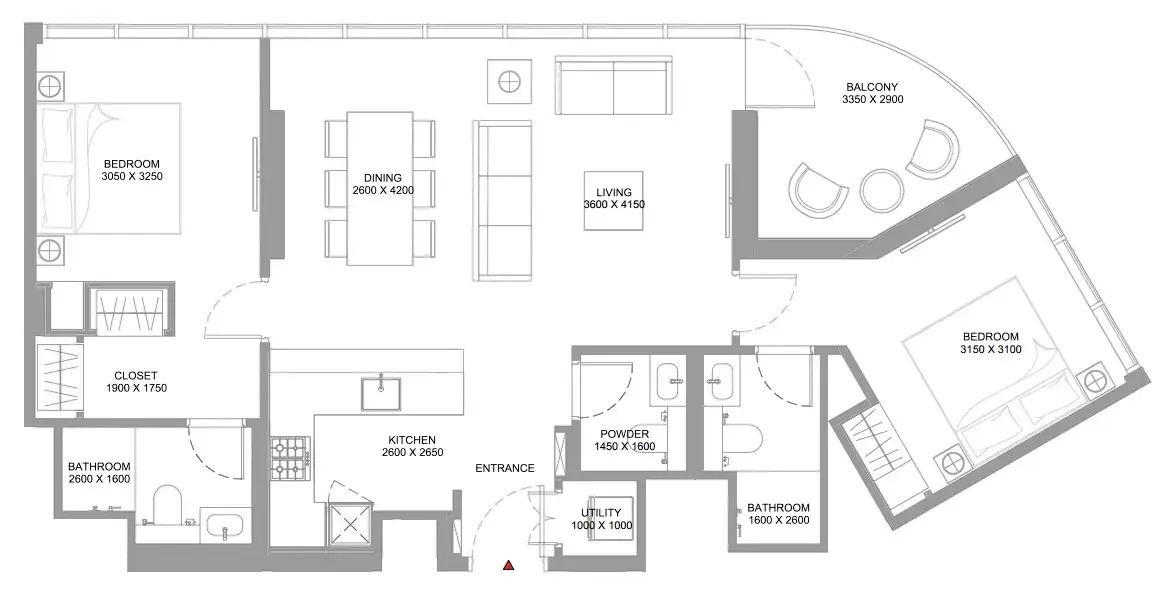 Floor plan — 2 BR