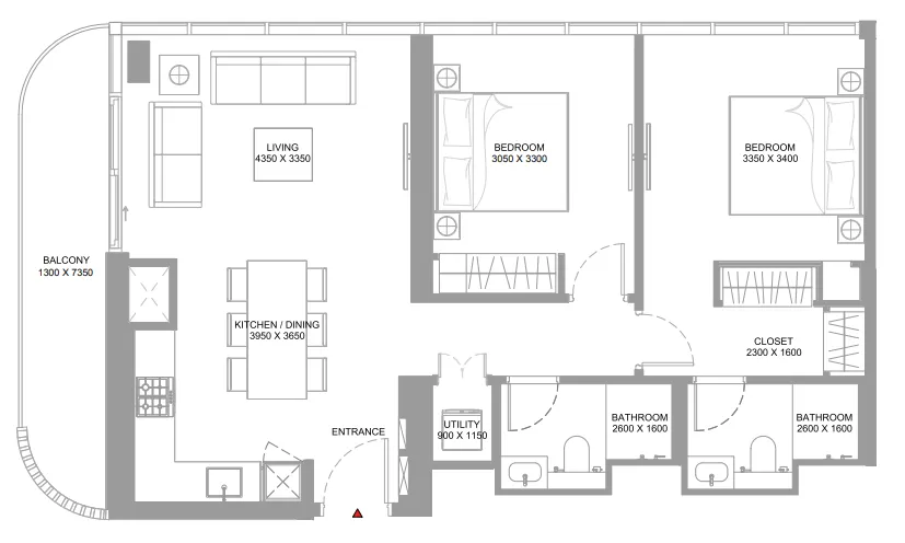 Floor plan — 2 BR