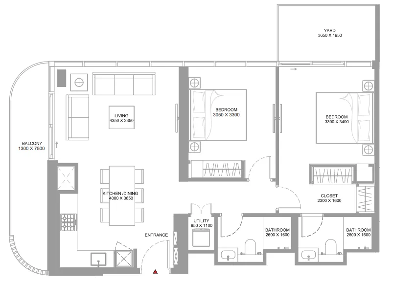 Floor plan — 2 BR