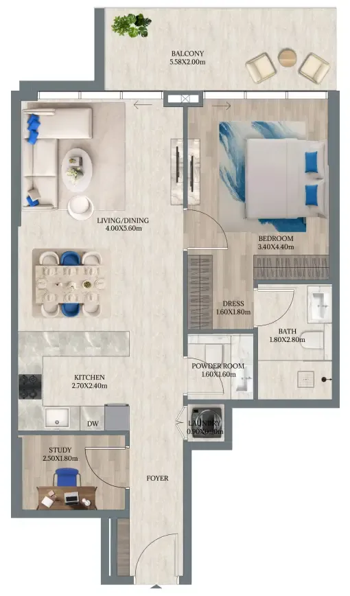 Floor plan — 1 BR