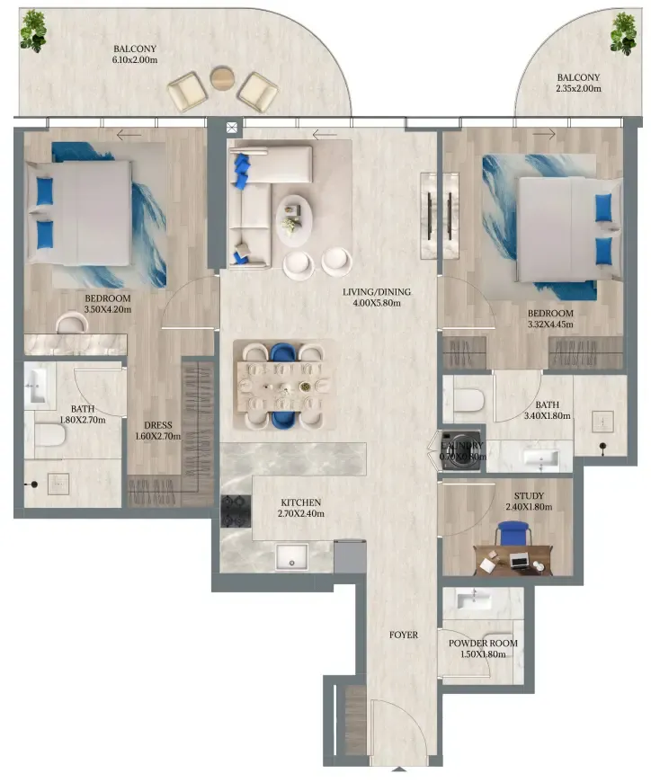 Floor plan — 2 BR