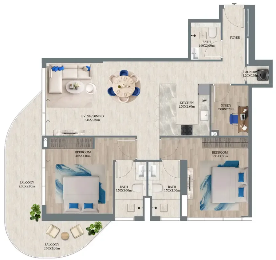 Floor plan — 2 BR