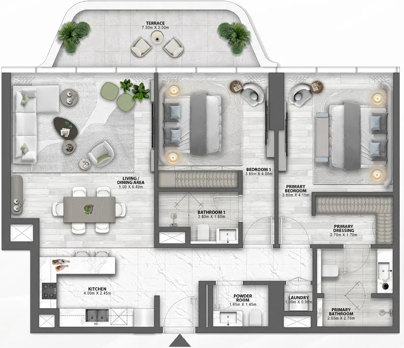 Floor plan — 2 BR