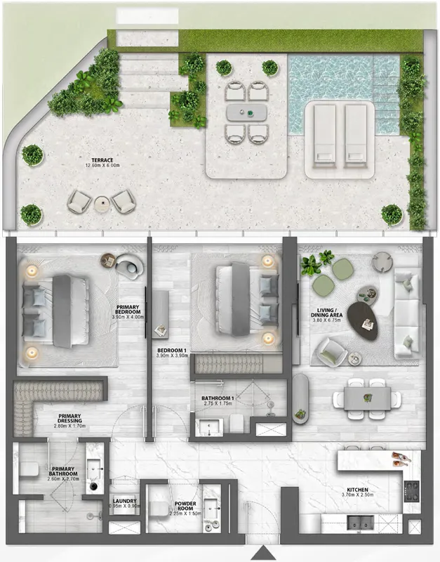 Floor plan — 2 BR
