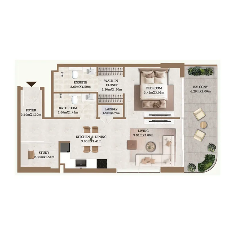 Floor plan — 1.5 BR