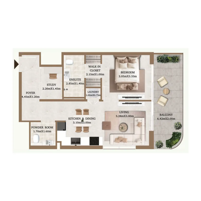 Floor plan — 1.5 BR
