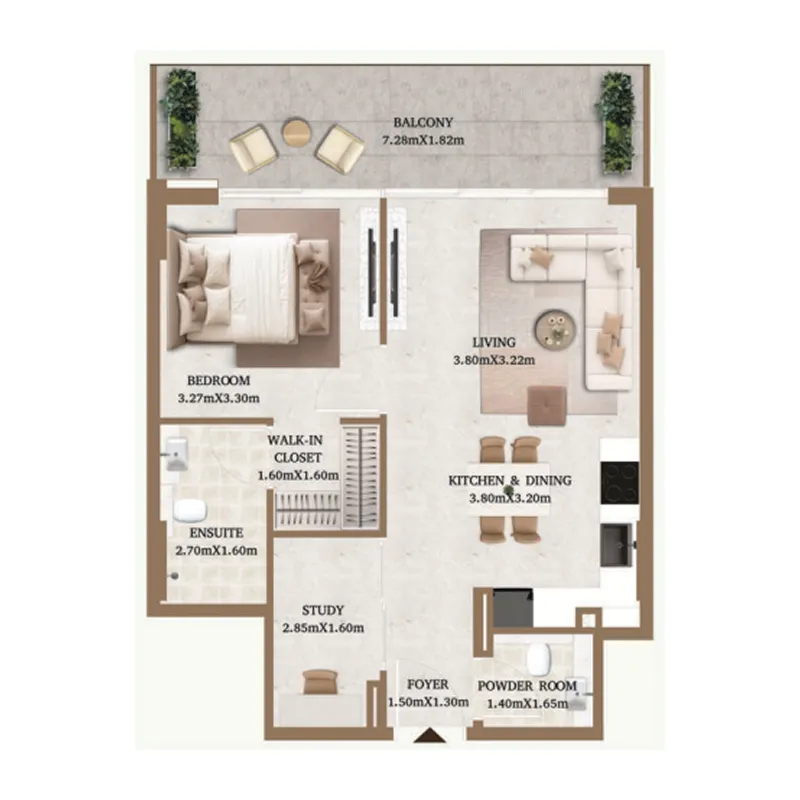 Floor plan — 1.5 BR