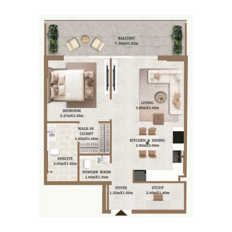 Floor plan — 1.5 BR