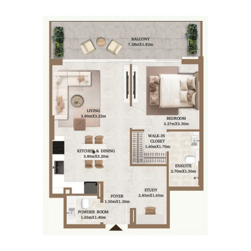 Floor plan — 1.5 BR