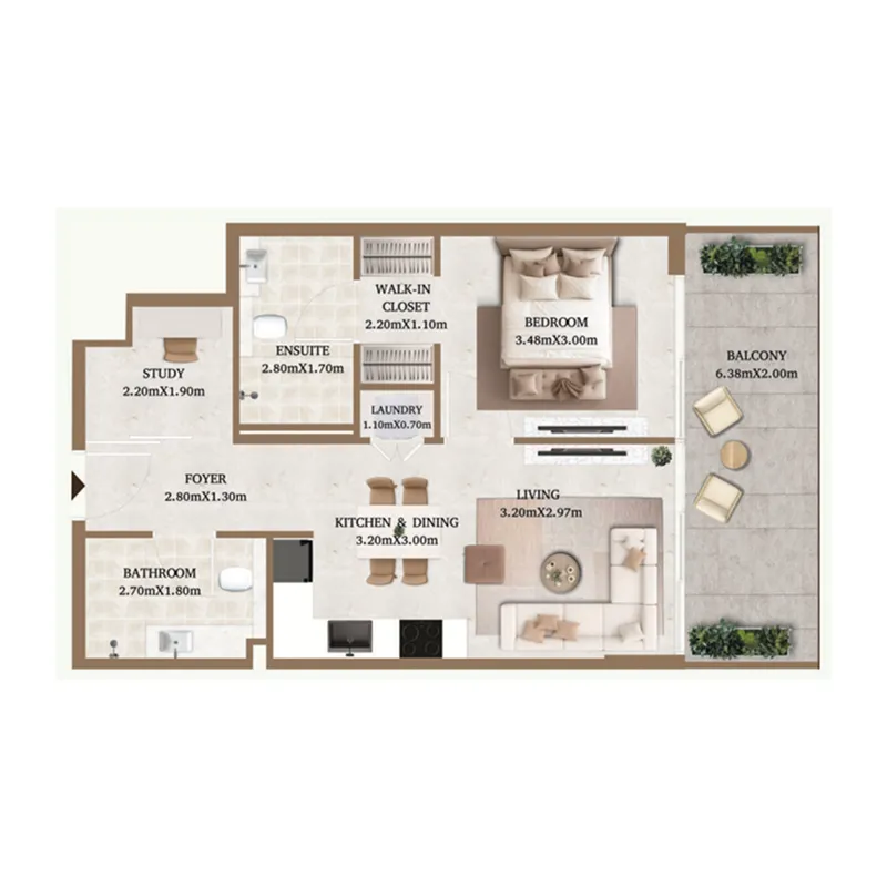 Floor plan — 1.5 BR